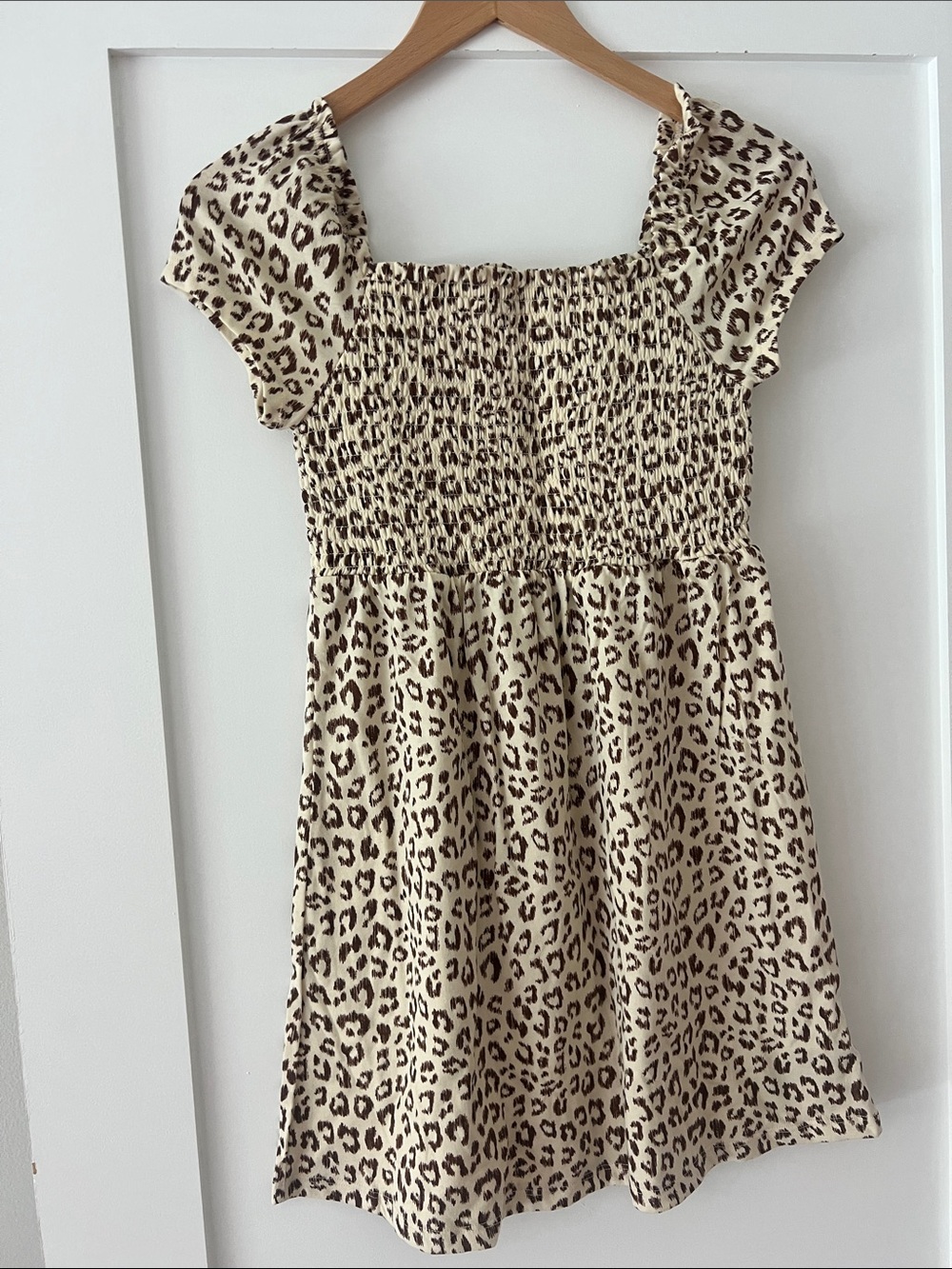 Gap Kids Cheetah Print Square Neck Dress - Cream & Brown, Size L (10)